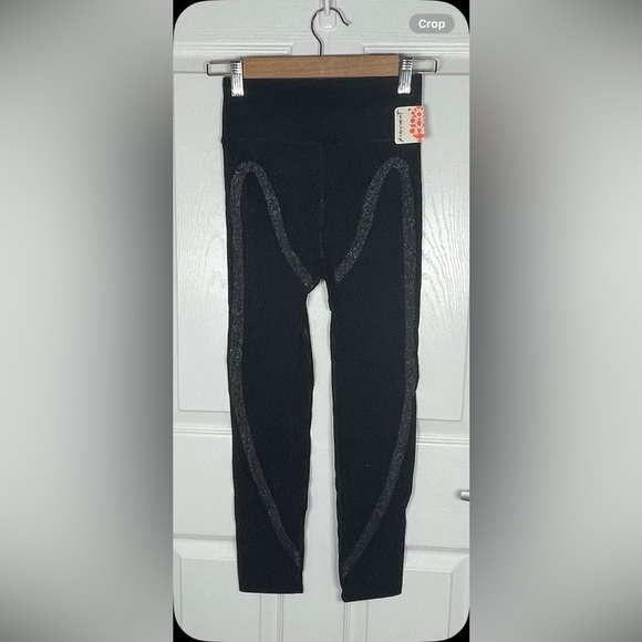 Free People FP Movement Black Lurex Leggings Sparkle Full Length XS/Small NWT - Picture 5 of 8